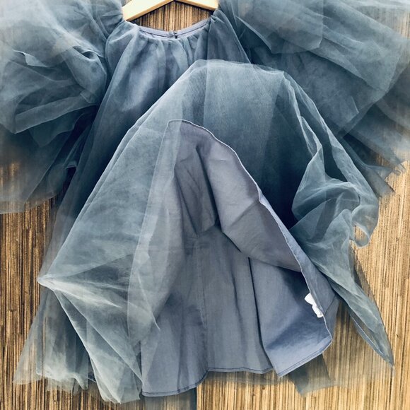 NWT jnby by JNBY Mediterranean Blue Tulle Layered Top - Picture 4 of 5